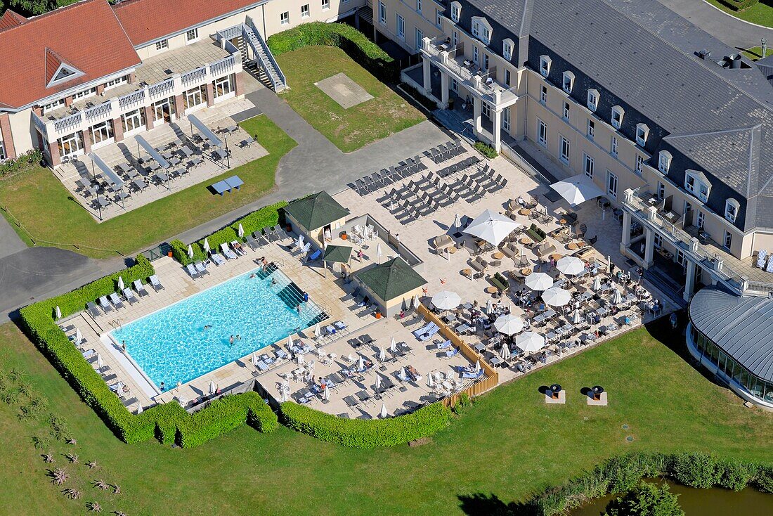 France,Oise,Chantilly golf course,swimming pool (aerial view)