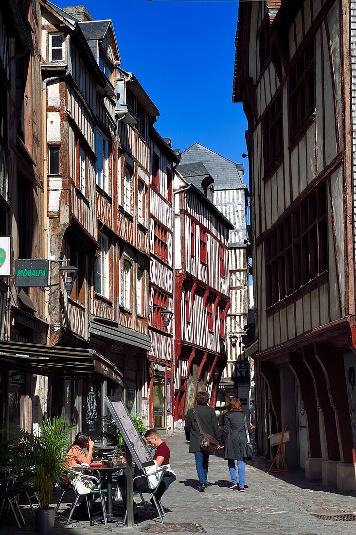 France,Seine Maritime,Rouen,half-timbered houses rue de la Vicomte