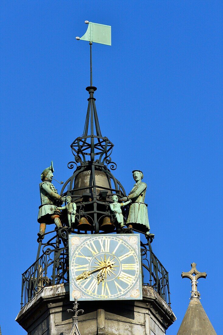 France,Cote d'Or,Dijon,area listed as World Heritage by UNESCO,Notre Dame Church,Jacquemart clock