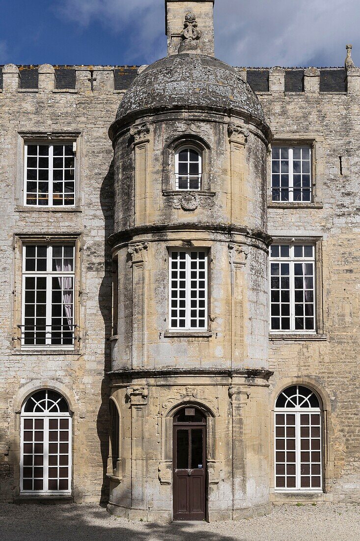 Frankreich,Calvados,Tal der Seullez,Dorf Creully,Schloss Creully, wo während der Schlacht in der Normandie im Zweiten Weltkrieg die BBC-Sendung gedreht wurde