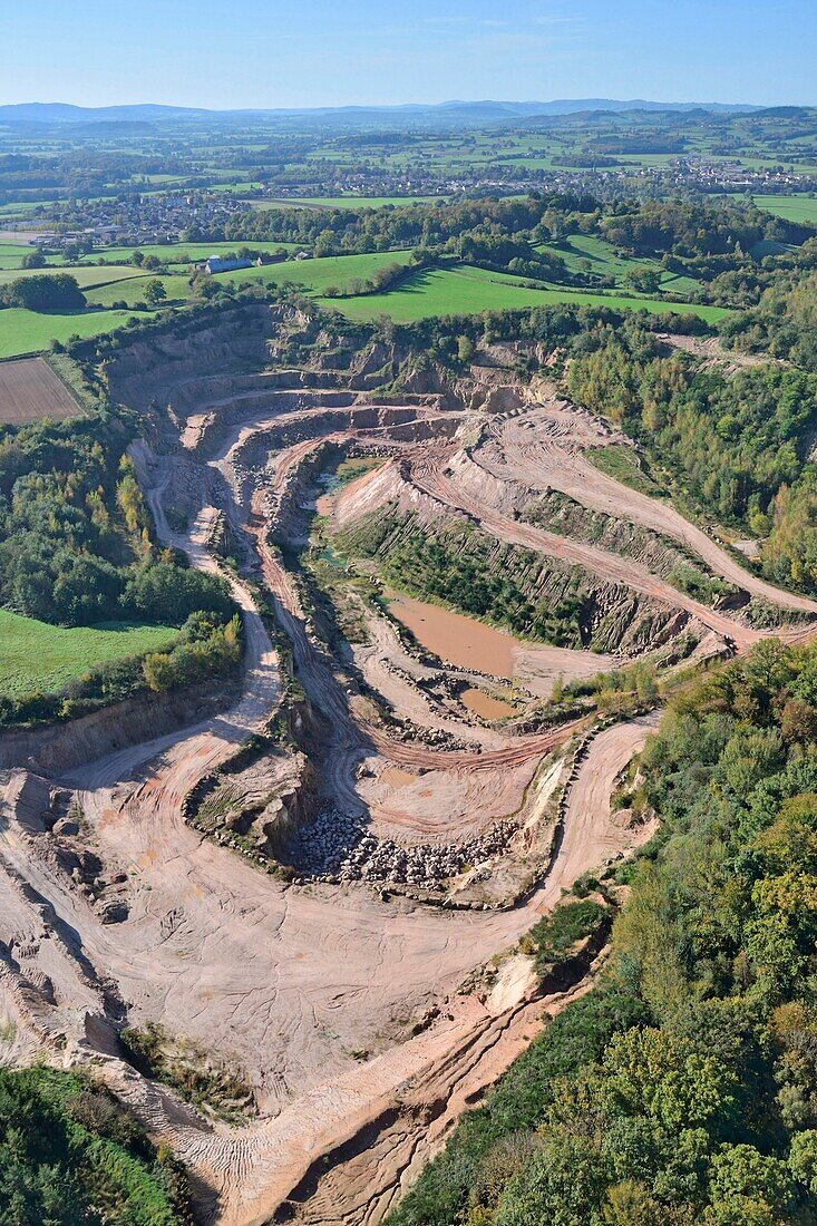 France,Saone et Loire,Etang sur Arroux,quarry (aerial view)