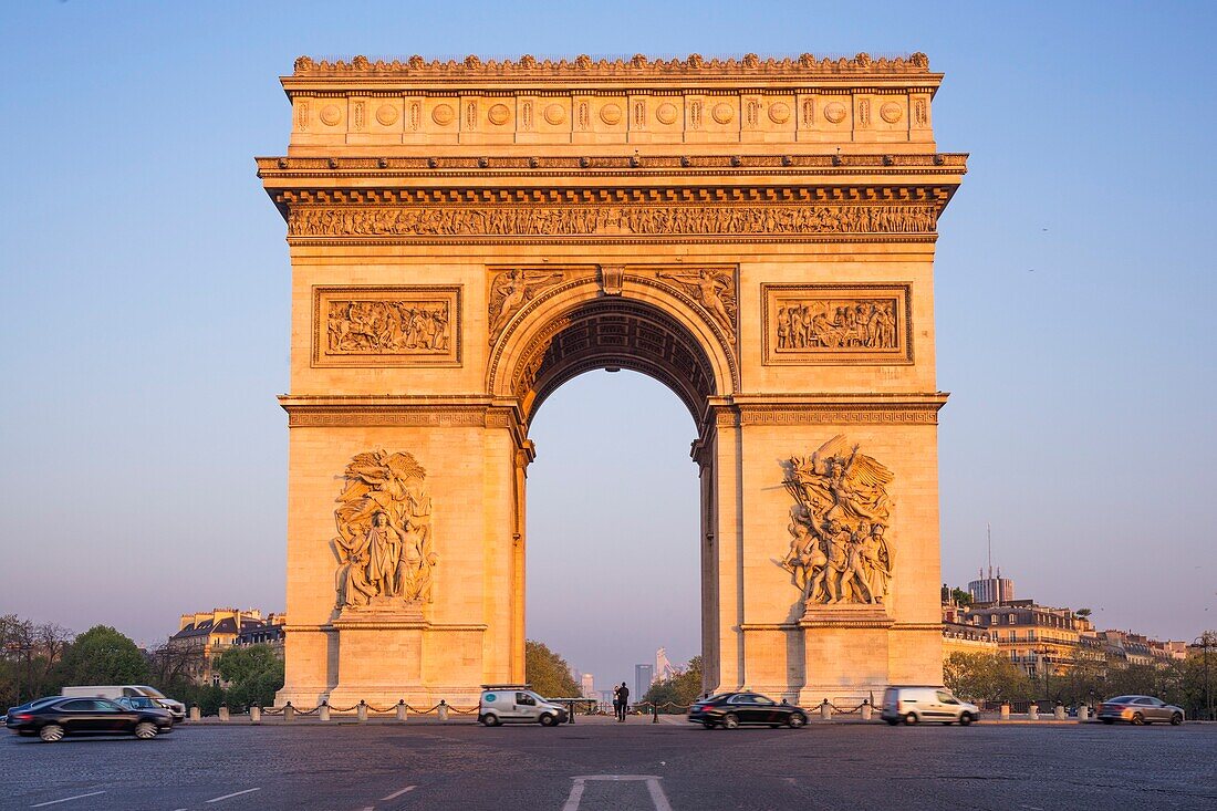 France,Paris,Arc de Triomphe and Place Charles de Gaulle