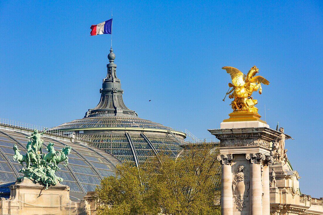 Frankreich,Paris,Weltkulturerbe der UNESCO,die Brücke Alexandre III und der Grand Palais