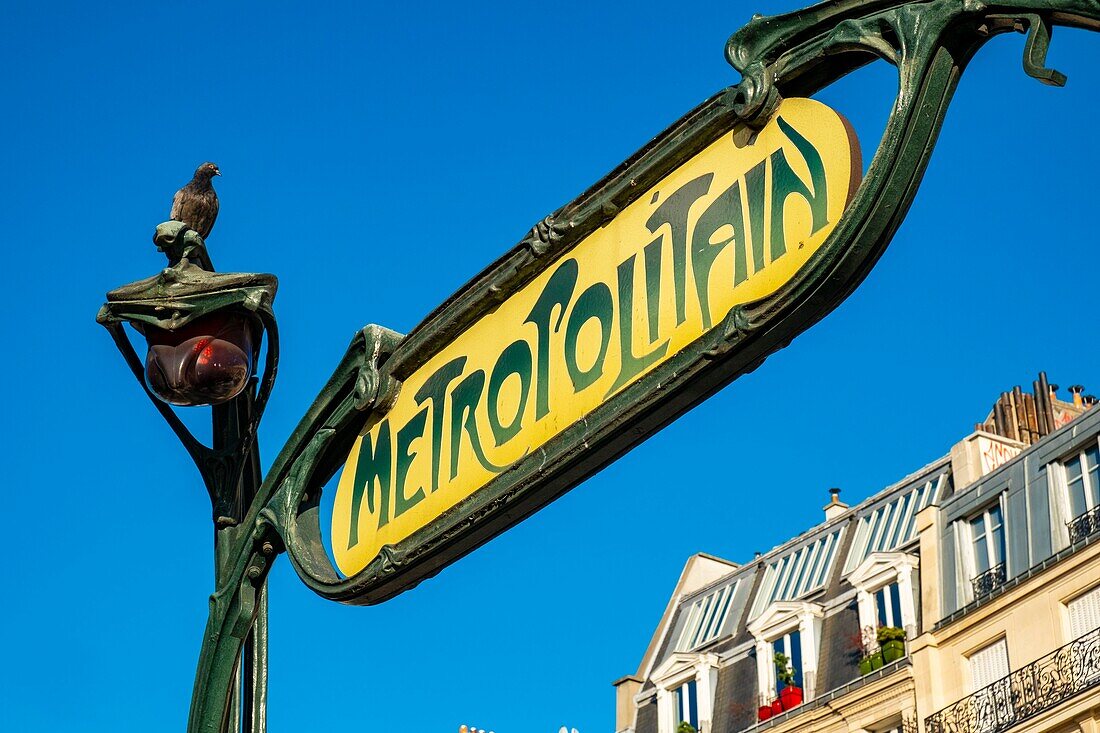 France,Paris,Place de Clichy,metro access by Hector Guimard