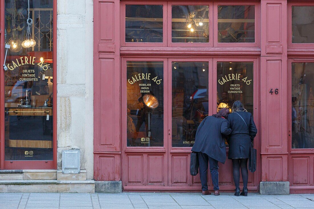 France,Meurthe et Moselle,Nancy,shop window of Galerie 46 an antic shop in Grande Rue (Grande street)