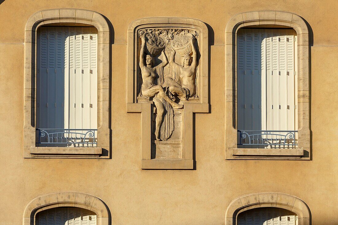 Frankreich,Meurthe et Moselle,Nancy,Detail der Fassade des Hauses Corbin im Jugendstil,Ecole de Nancy (Schule von Nancy Museum)