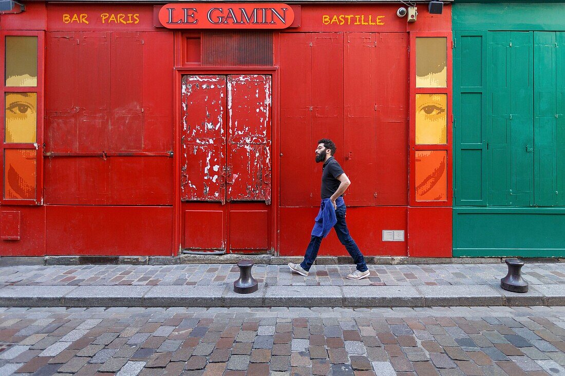 France,Paris,street scene in Rue de Lappe