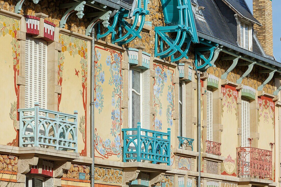 Frankreich,Meurthe et Moselle,Nancy,Jugendstil-Häuserzeile (1904) in der Straße Felix Faure des Architekten Cesar Pain