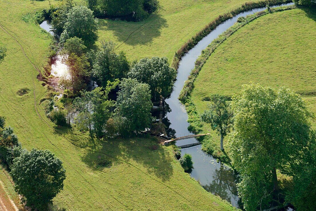 France,Calvados,Saint Gabriel Brecy,landscape,bocage Normand (aerial view)