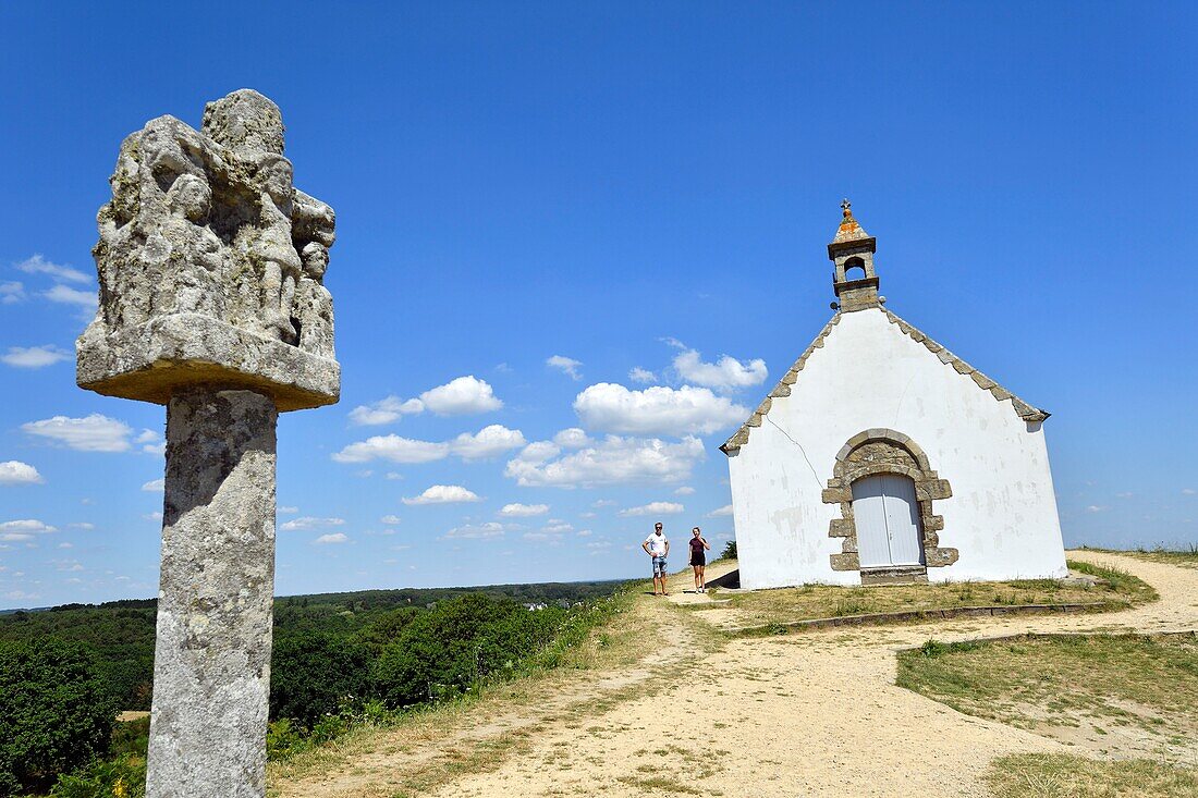 France,Morbihan,Carnac,burial mound (tumulus) and Saint Michel chapel