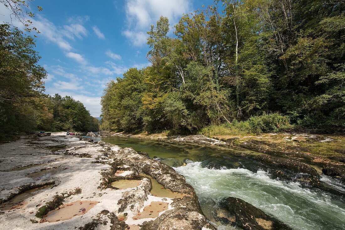 France,Ain,Bellegarde,the losses of the Valserine first river classified wild river of France,a picturesque place