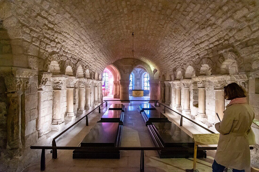 France,Seine Saint Denis,Saint Denis,the cathedral basilica,the crypt,the vault of the Bourbons,tomb of Louis XVIII