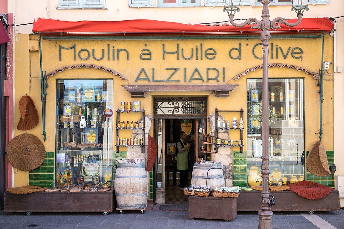 France,Alpes Maritimes,Nice,listed as World Heritage by UNESCO,Old Nice district,the moulin Alziari,olive oil shop on rue Saint François de Paule