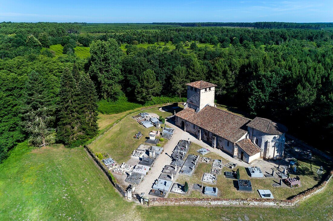 France,Gironde,Val de L'Eyre,Parc Naturel Régional des Landes de Gascogne,Belin-Beliet,Church of Mons,listed as a historic monument,whose foundation dates from the end of the 11th century