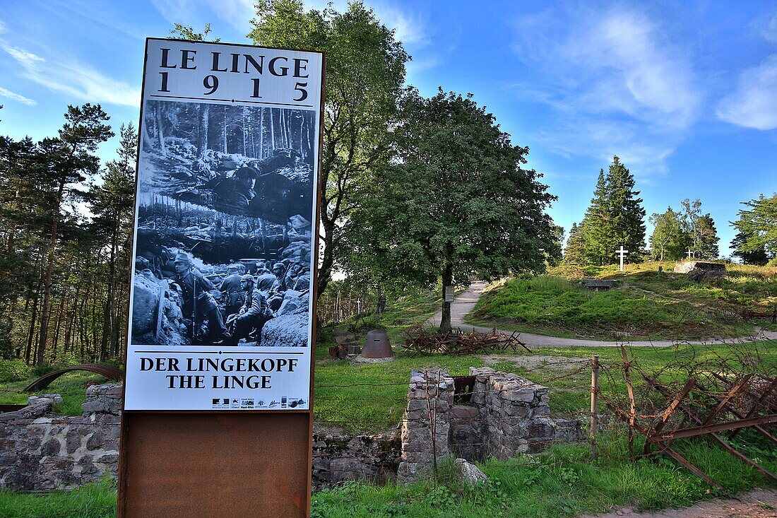 France,Haut Rhin,Vosges Massif,Collet du Linge,entrance to the Linge Memorial Museum,war of 1914 1918,fierce fighting between the valleys of Orbey and Munster