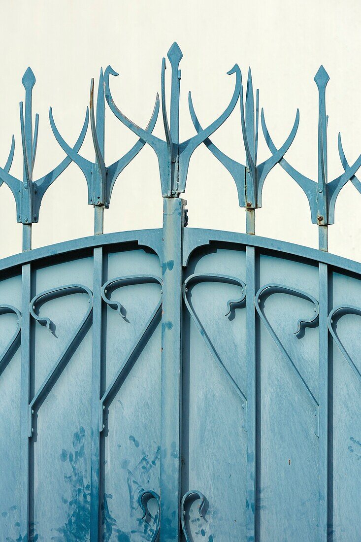 France,Meurthe et Moselle,Nancy,detail of iron works in Art Nouveau style in Felix Faure street