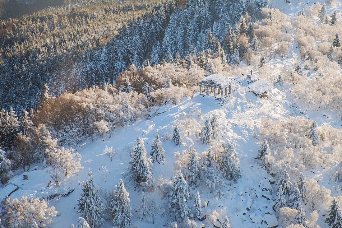 France,Bas Rhin,small Roman temple at the top of Col du Donon (2,355 ft),(aerial view)
