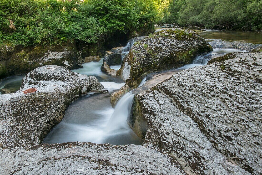 France,Ain,Saint-Germain-de-Joux,potholes on the torrent of Semine