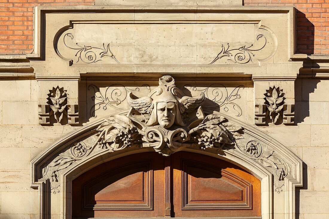 France,Meurthe et Moselle,Nancy,detail of a facade in Baron Louis street