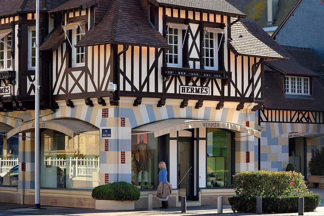France,Calvados,Pays d'Auge,Deauville,Hermes luxury store in the rue du Casino