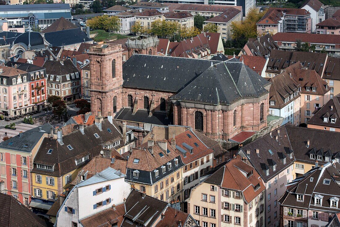 France,Territoire de Belfort,Belfort,the military exercise place and collegiate church views of the citadel