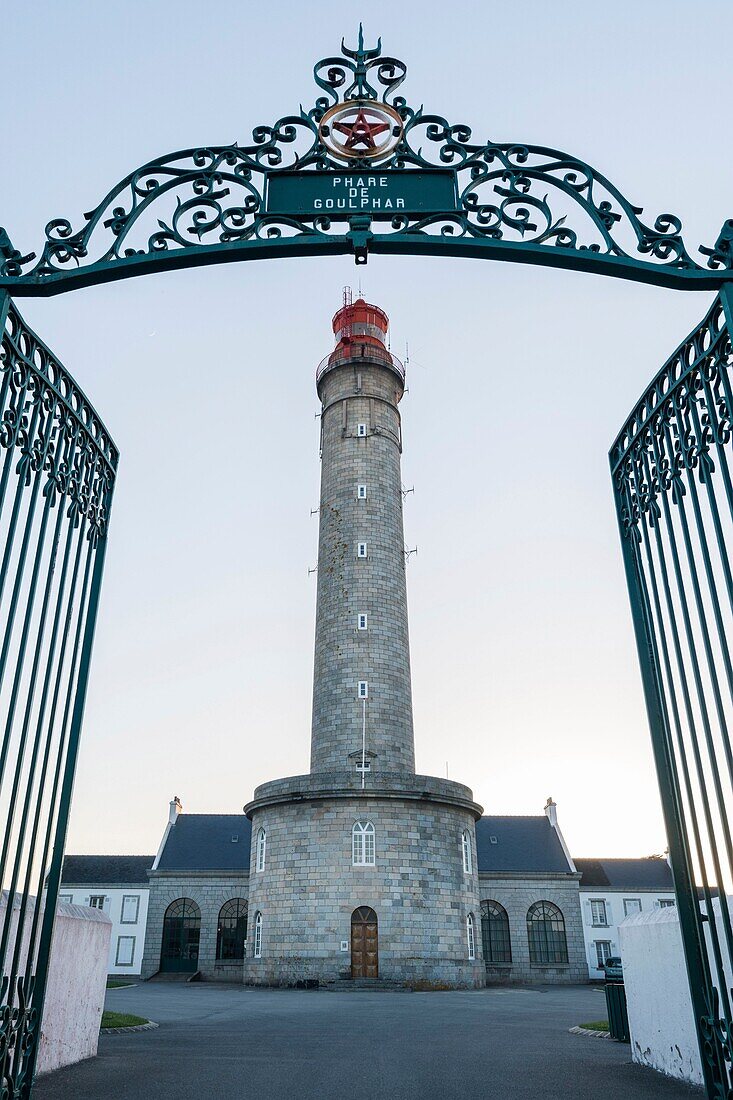 France,Morbihan,Belle-Ile island,Bangor,the lighthouse of Goulphar or big lighthouse of Kervilahouen