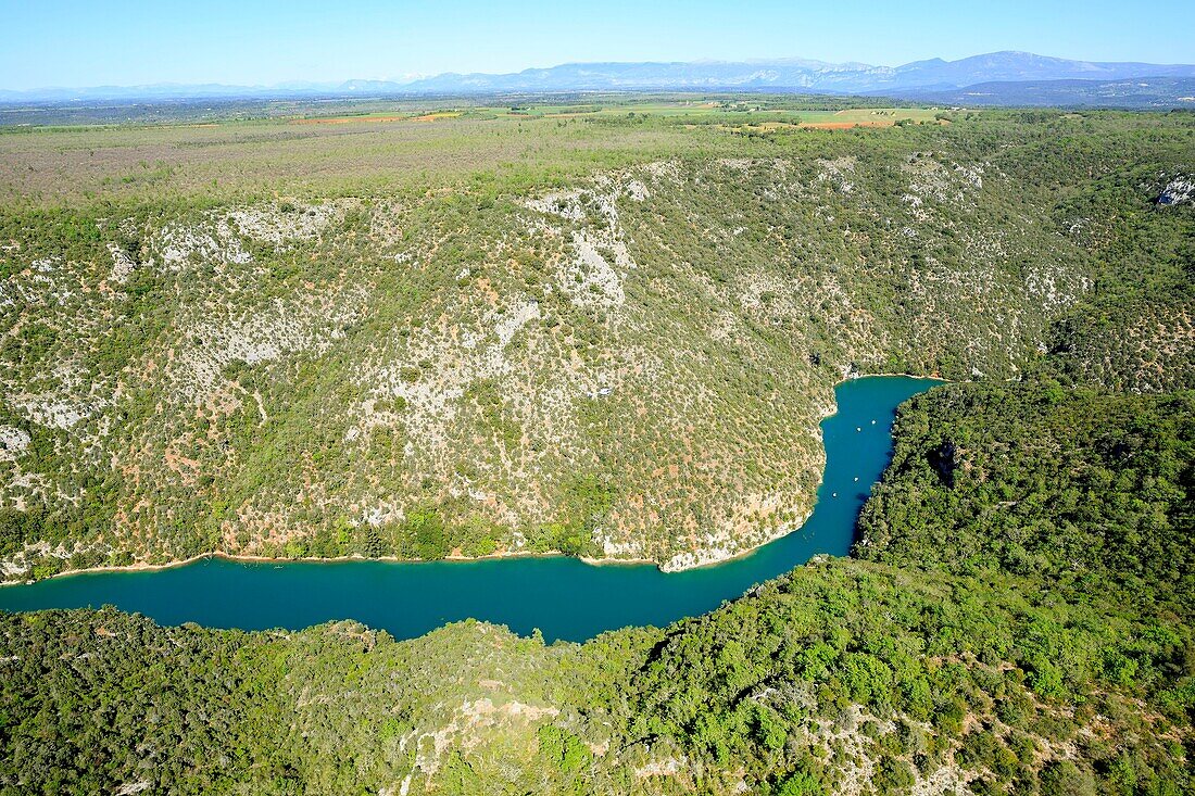 France,Alpes de Haute Provence,Quinson,Regional Natural Park of Verdon,low Gorges du Verdon (aerial view)