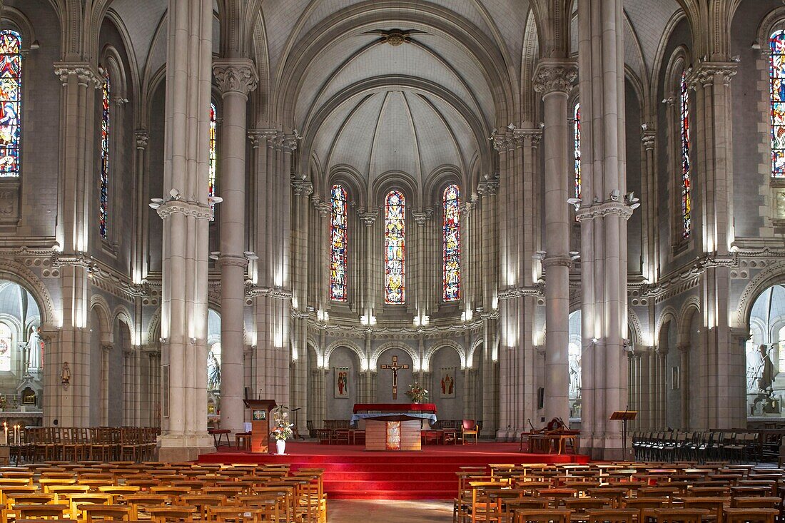 France,Vendee,Saint Laurent sur Sevre,Nave of St. Louis Marie Grignion de Monfort basilica