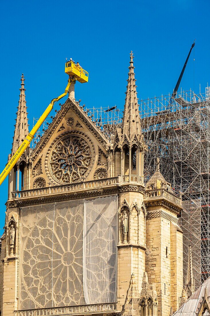 Frankreich,Paris,Weltkulturerbe der UNESCO,Ile de la Cite,Notre Dame de Paris,Konsolidierungsarbeiten nach dem Brand des Daches