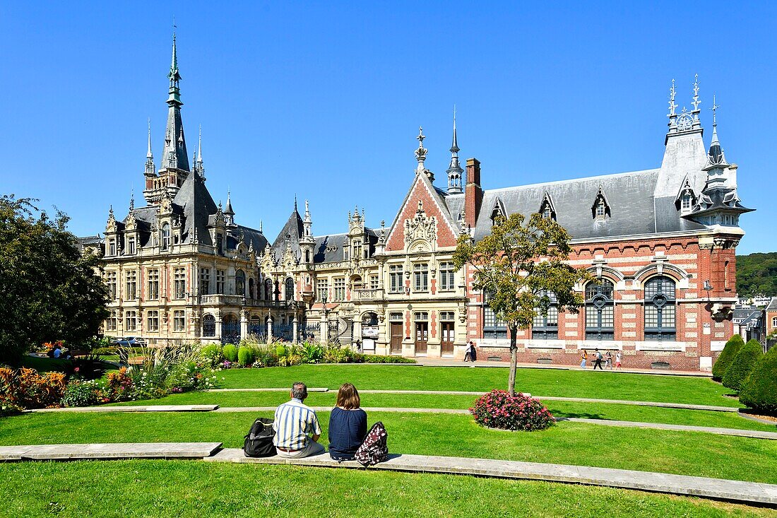 France,Seine Maritime,Pays de Caux,Alabaster Coast,Fecamp,the Gothic Revival and Neo-Renaissance Benedictine Palace,built in the late 19th century,is both the place of production of Benedictine liqueur and Museum