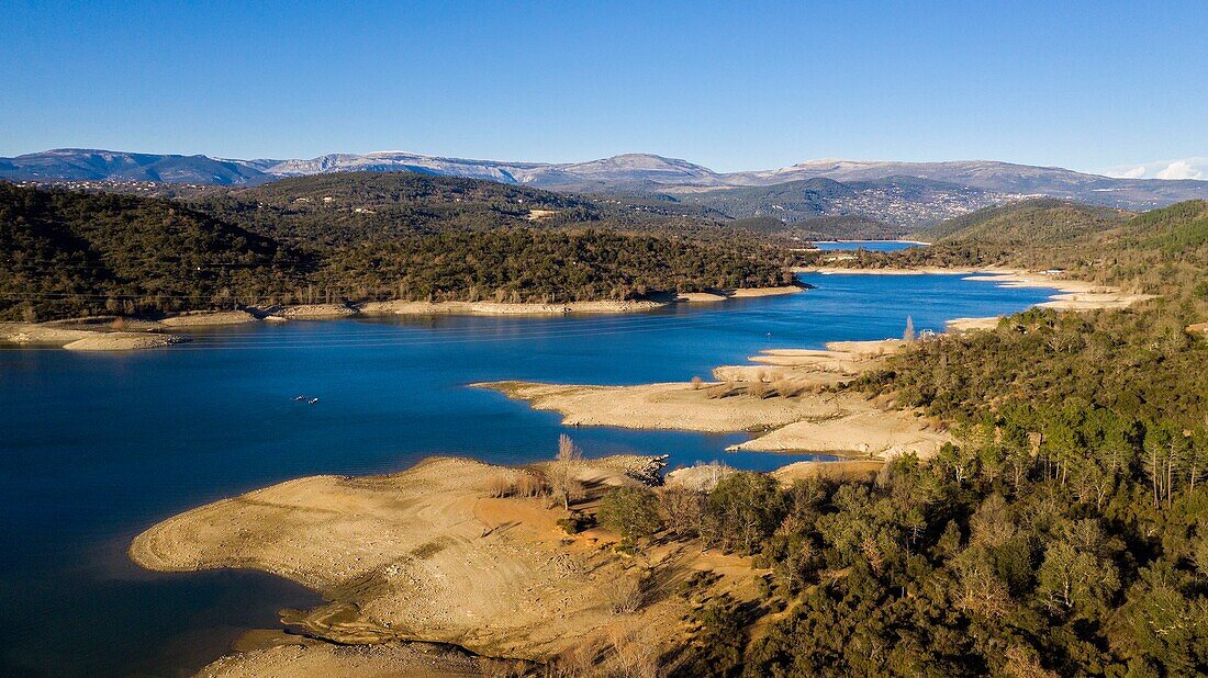 France,Var,Pays de Fayence,Tanneron,Saint Cassian Lake (aerial view)