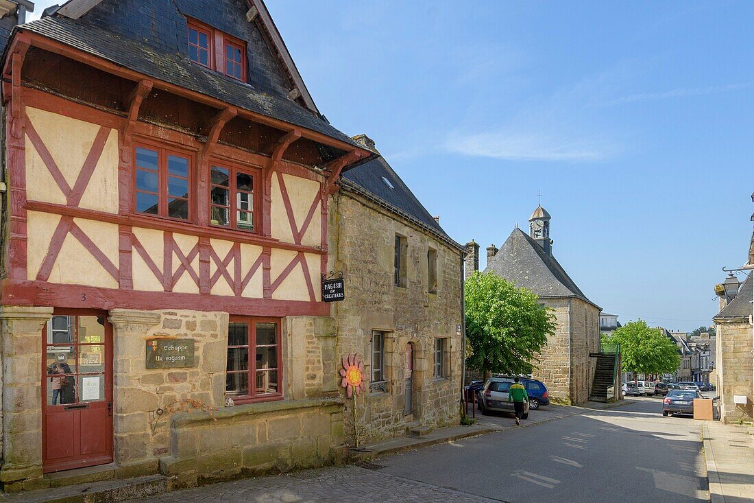 Frankreich,Morbihan,Guemene-sur-Scorff,Fachwerkhaus l'Echoppe in der Straße Bisson