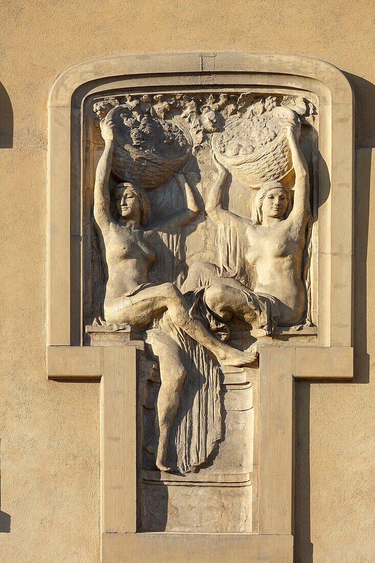 France,Meurthe et Moselle,Nancy,detail of the facade of Corbin house in Art Nouveau style,Ecole de Nancy (School of Nancy museum)