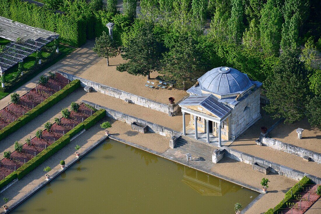 France,Eure,Le Neubourg,Chateau du Champ de Bataille,17th century castle renovated by its owner,the interior designer Jacques Garcia,Mughal pavilion (aerial view)