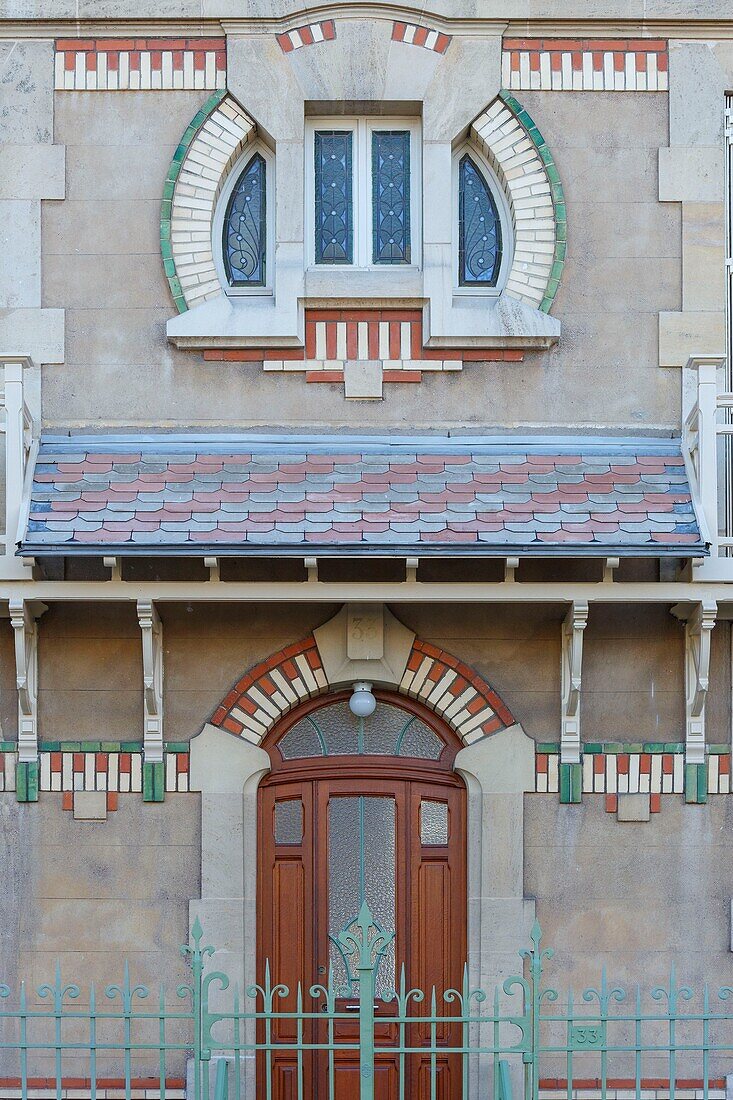 France,Meurthe et Moselle,Nancy,facade of a house in Art Nouveau style