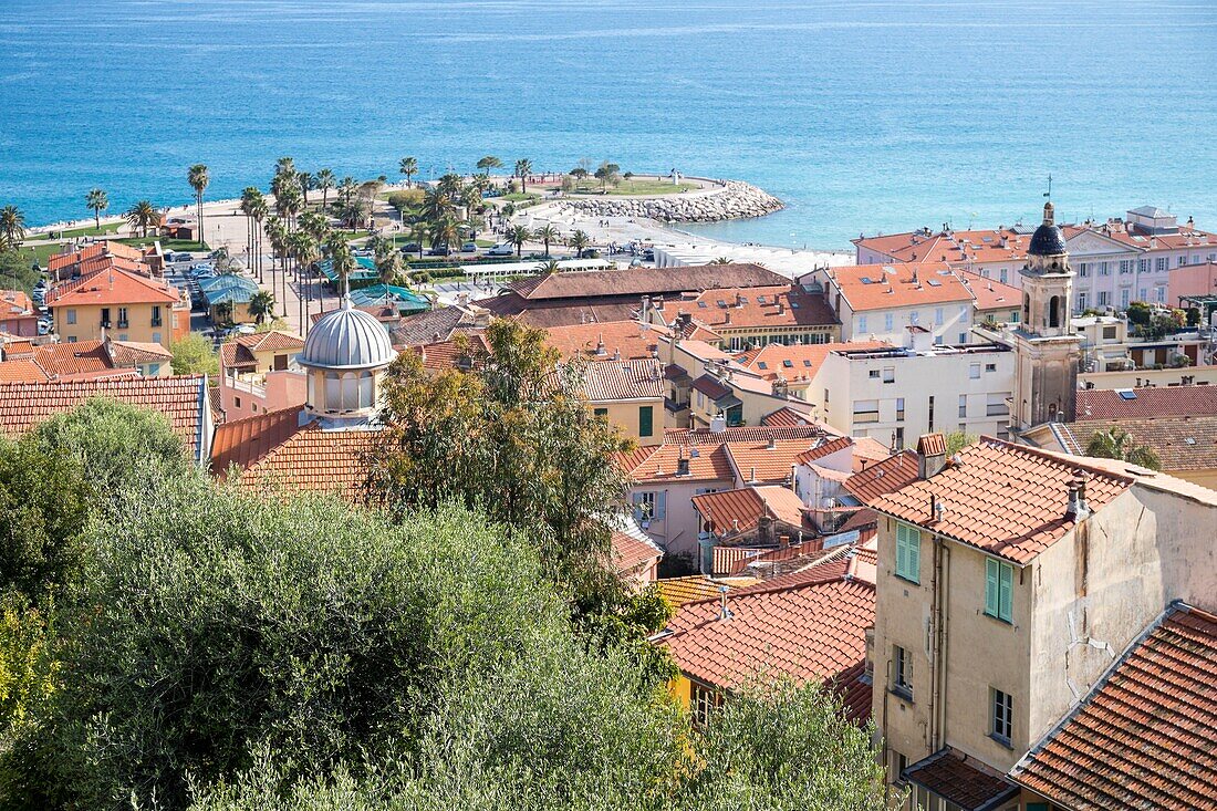 France,Alpes-Maritimes,Menton,the old town and Francis Palmero esplanade