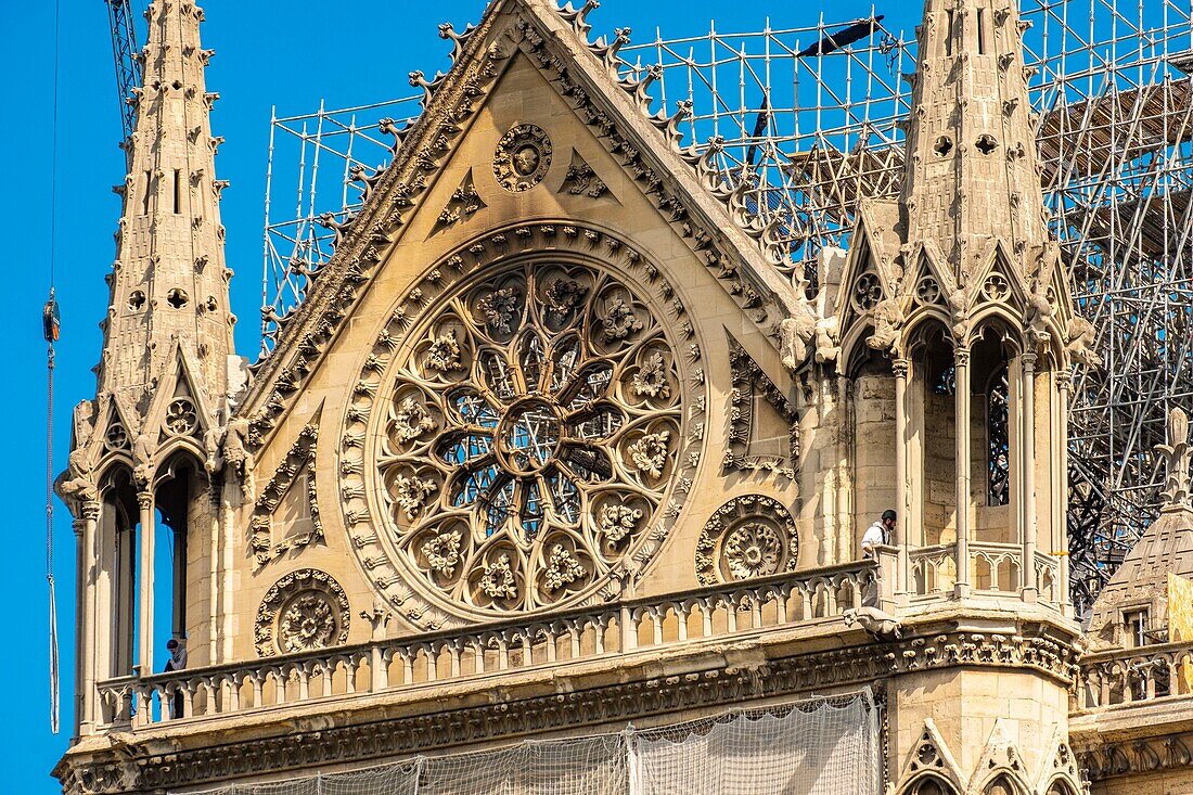 Frankreich,Paris,Weltkulturerbe der UNESCO,Ile de la Cite,Notre Dame de Paris,Konsolidierungsarbeiten nach dem Brand des Daches