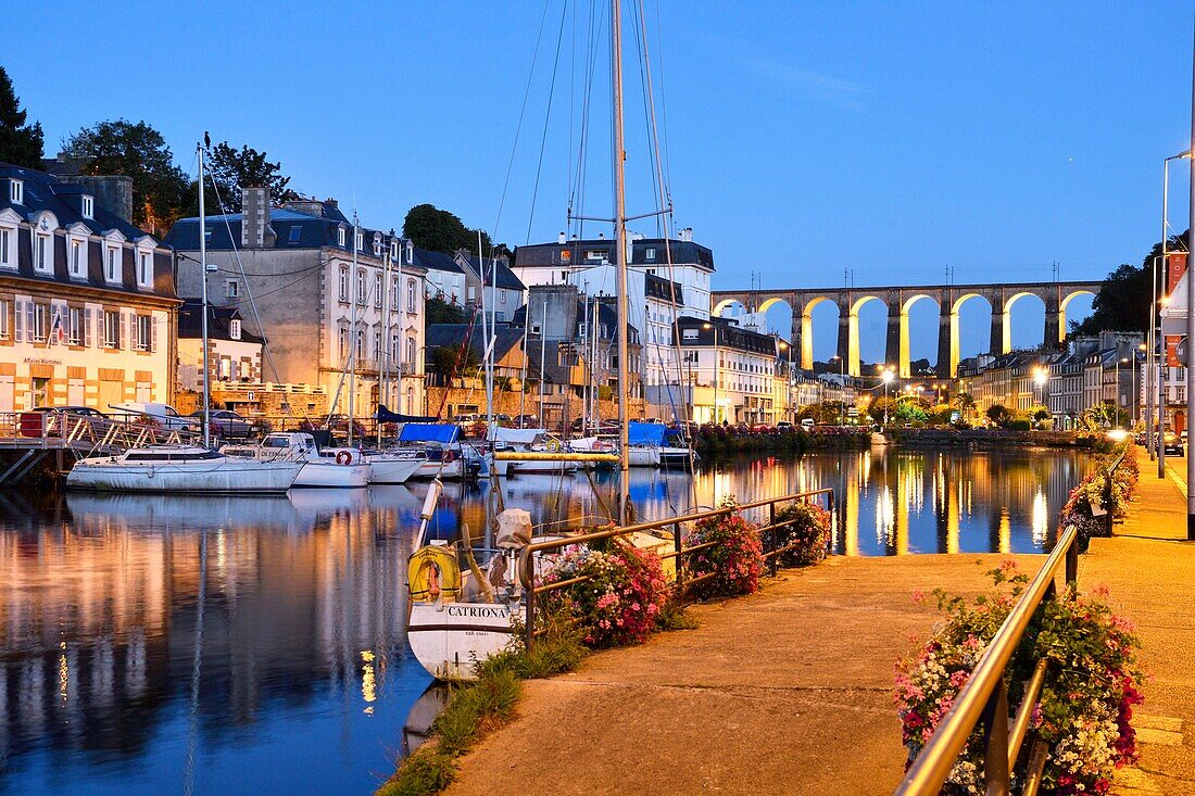 France,Finistere,Morlaix,The Harbour and the viaduct