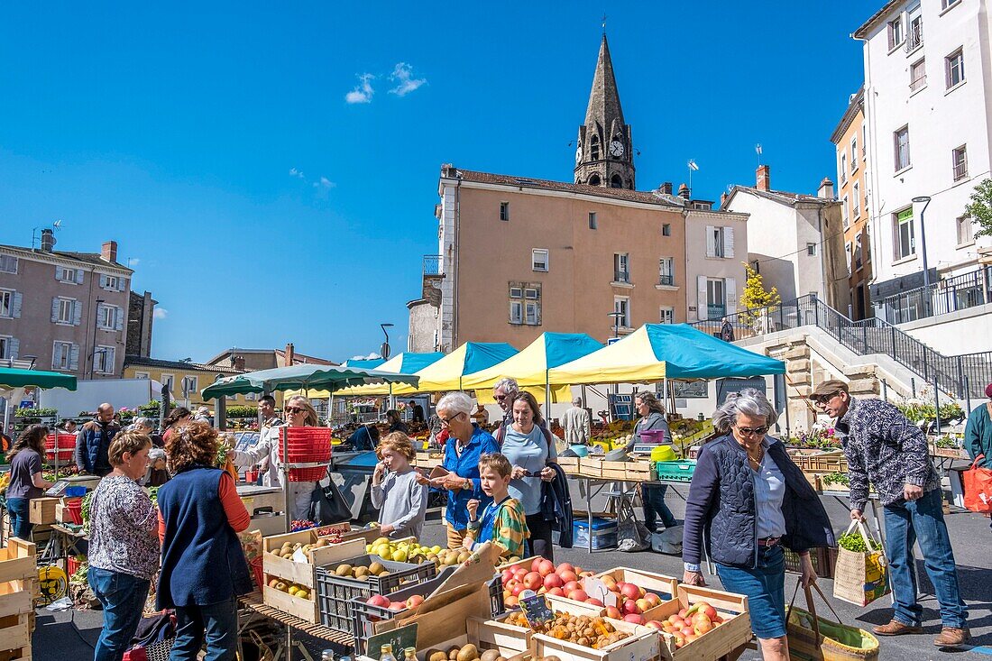 France,Ardeche,Annonay,market day,Liberte square