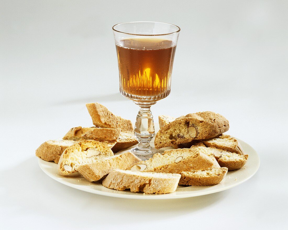 Cantuccini e Vin santo (Mandelgebäck), Toskana, Italien