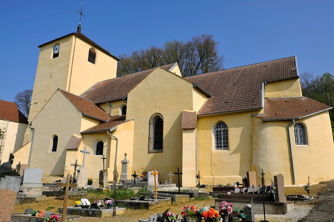 France,Haute Saone,Montjustin et Velotte,Saint Just,church,graveyard