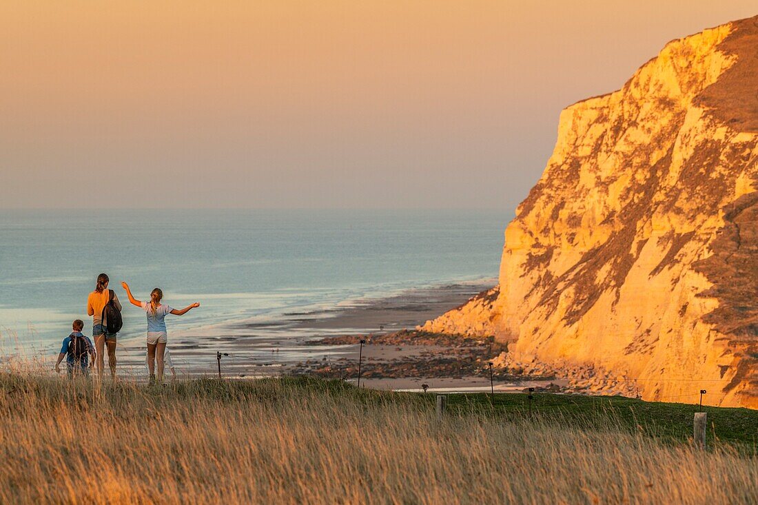 Frankreich,Pas de Calais,Opalküste,Großer Standort der beiden Caps,Escalles,Cap Blanc nez,das Kap Blanc Nez und die Wanderung zur Bucht von Wissant am Ende des Tages