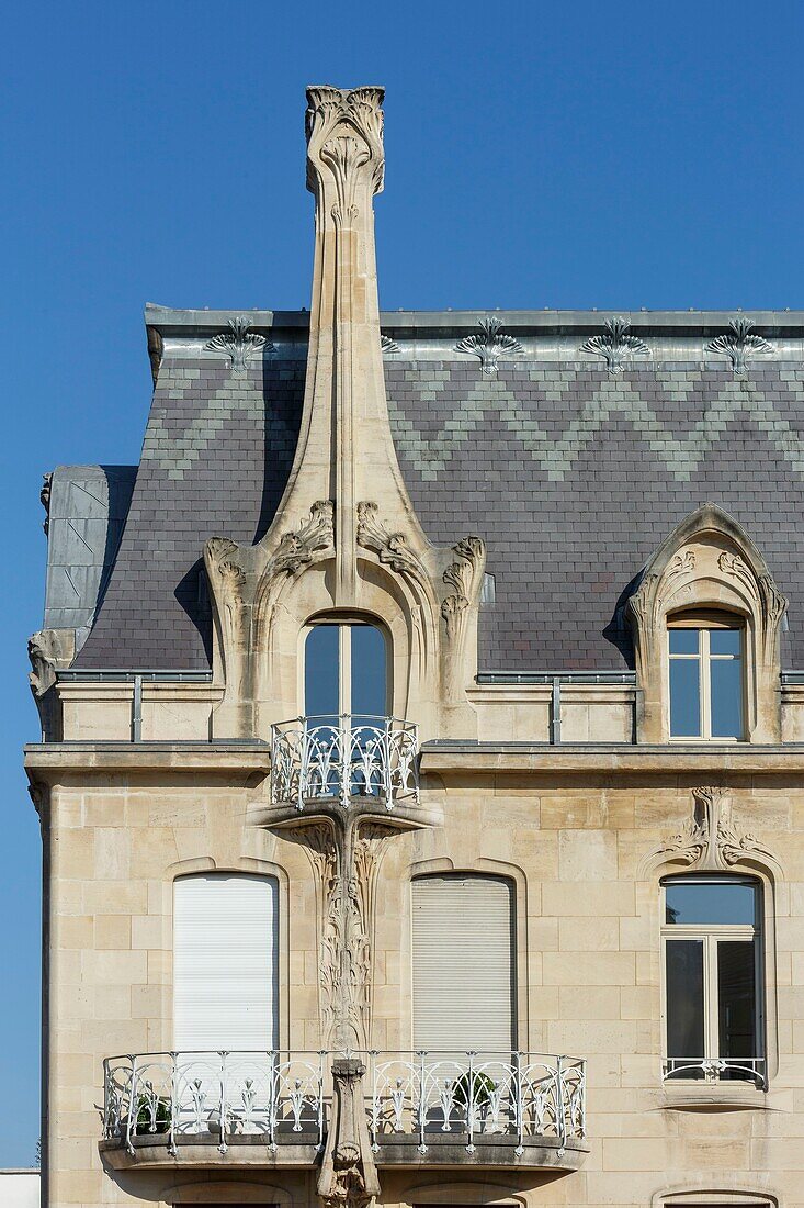 France,Meurthe et Moselle,Nancy,Ecole de Nancy (School of Nancy) Art Nouveauhouse by architect Lucien Weissenburger (1904-1905),ironworks by Louis Majorelle,stained glass window by Jacques Gruber