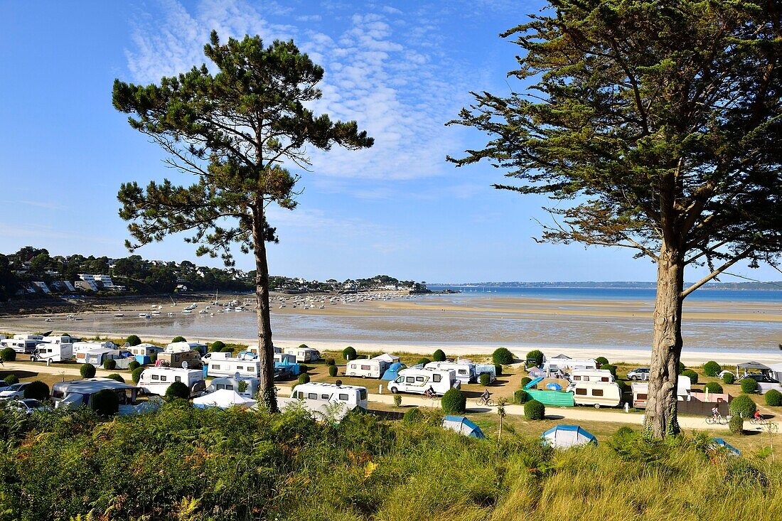 France,Finistere,Locquirec,harbour at low tide