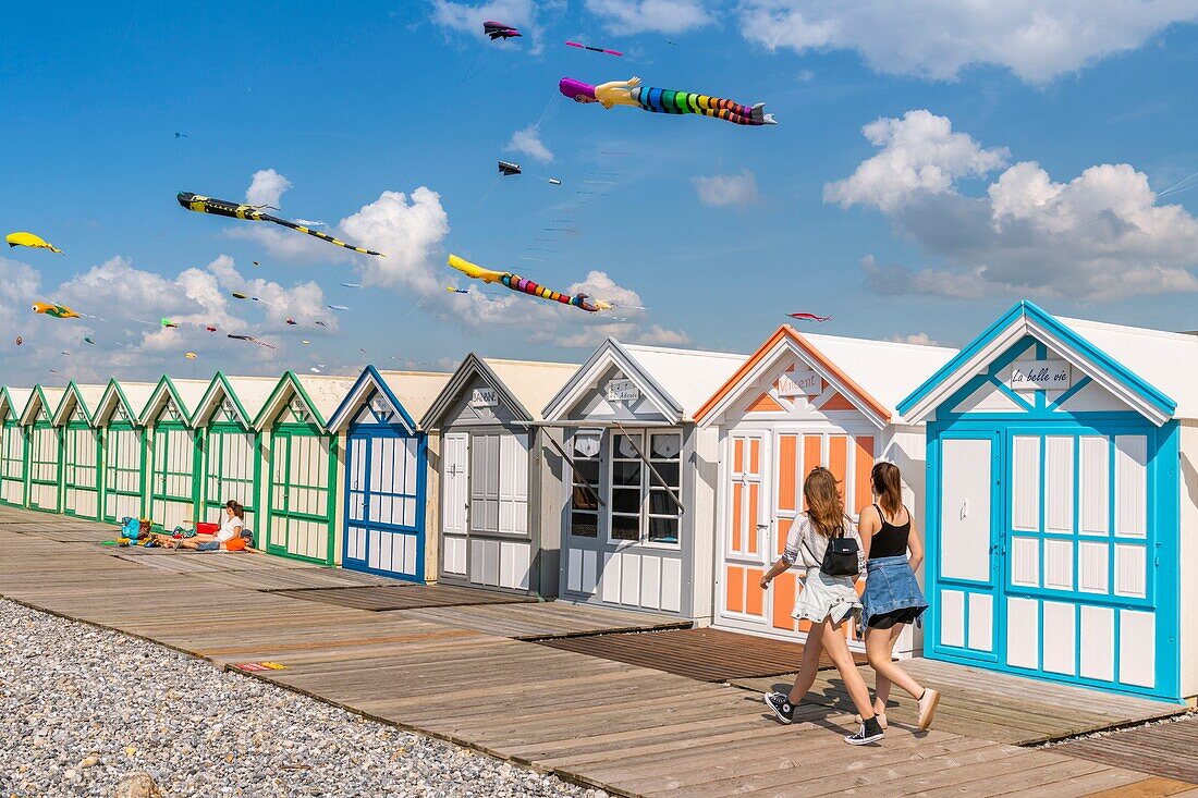 France,Somme,Cayeux sur Mer,Festival of kites on the path boards