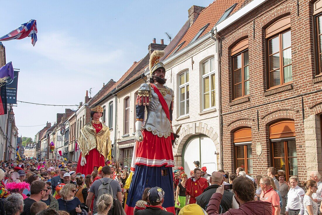 Frankreich,Nord,Cassel,Frühlingskarneval,Parade der Köpfe und Tanz der Riesen Reuze dad und Reuze mom,gelistet als immaterielles Kulturerbe der Menschheit