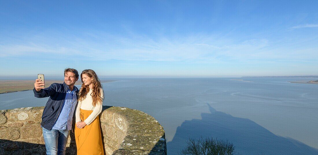 France,Manche,the Mont-Saint-Michel,the bay of Mont-Saint-Michel from one of the abbey's terraces