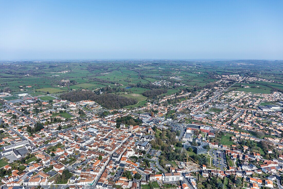 France,Vendee,Les Herbiers,the city (aerial view)