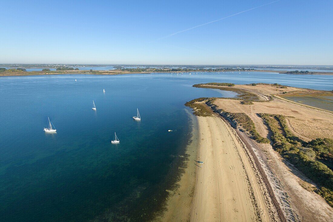 France,Morbihan,Ile-d'Arz,aerial view of the Gulf of Morbihan and the island of Ilur