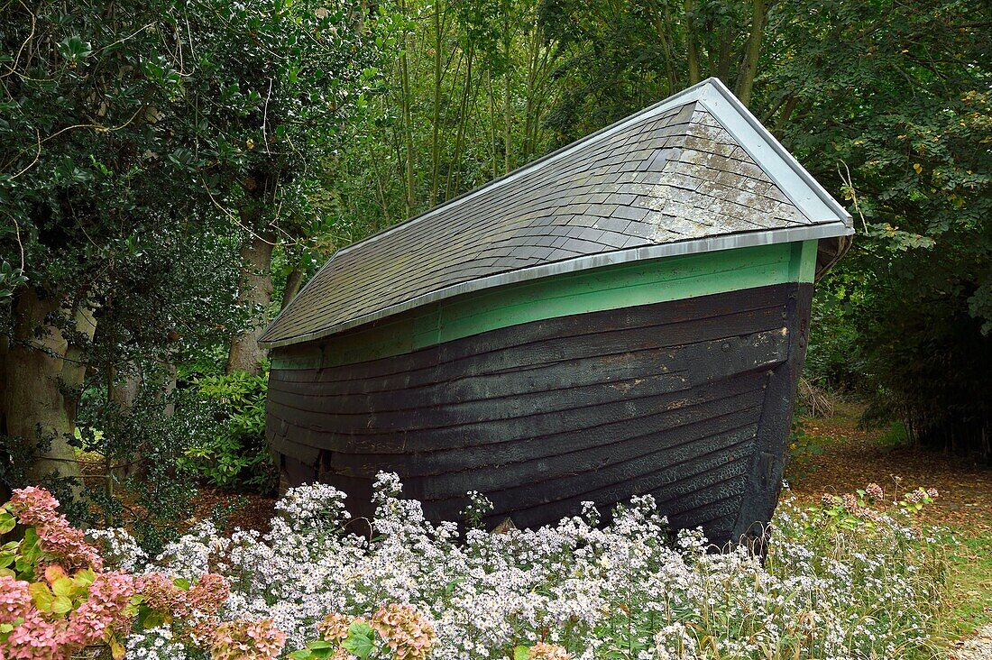 France,Seine Maritime,Pays de Caux,Cote d'Albatre,Etretat,the house of Guy de Maupassant called La Guillette,caloge that served as accommodation for his valet François Tassart,it's a cabin converted from an old fishing boat unfit for navigation